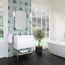 Glossy White / Brushed Nickel / Glossy White - 1 Faucet Hole