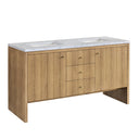 Light Natural Oak / Carrara White - 3 Faucet Holes