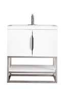 Glossy White / Brushed Nickel / Glossy White - 1 Faucet Hole
