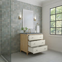 Sunwashed Oak with Embossed Shagreen Drawer Fronts / Parisien Bleu - 3 Faucet Holes