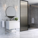 Glossy White / Brushed Nickel / Glossy White - 1 Faucet Hole