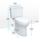 Toto Drake Two Piece Elongated 1.6 GPF Universal Height Tornado Flush Toilet with 10" Rough In - Cefiontect - and Softclose Seat - Washlet+ Ready