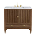 Mid-Century Walnut / Carrara White - 3 Faucet Holes