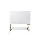Glossy White / Champagne Brass - 1 Faucet Hole