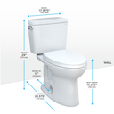 Toto Drake Two Piece Elongated 1.6 GPF Tornado Flush Toilet with Cefiontect and Softclose Seat - Washlet+ Ready