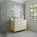 Sunwashed Oak with Embossed Shagreen Drawer Fronts / White Zeus - 1 Faucet Hole