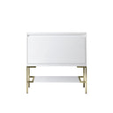 Glossy White / Champagne Brass - 1 Faucet Hole