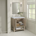 Whitewashed Oak / Carrara White - 3 Faucet Holes