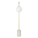 Renwil Merlot 62" Tall Satin Brass Floor Lamp with Globe Glass Shade