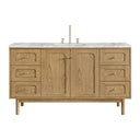 Light Natural Oak / Carrara White - 3 Faucet Holes