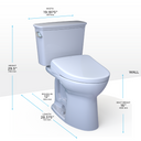 Toto Drake Transitional Washlet+ Two Piece Elongated 1.28 GPF Tornado Flush Toilet and S7A Contemporary Bidet Seat with Auto Flush