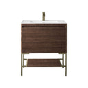 Mid-Century Walnut / Champagne Brass / Glossy White - 1 Faucet Hole