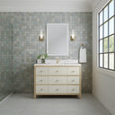 Sunwashed Oak with Embossed Shagreen Drawer Fronts / White Zeus - 1 Faucet Hole