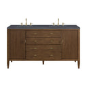 Mid-Century Walnut / Charcoal Soapstone - 3 Faucet Holes