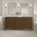 Mid-Century Walnut / Charcoal Soapstone - 3 Faucet Holes