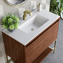 Mid-Century Walnut / Champagne Brass / Glossy White - 1 Faucet Hole