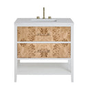Polished White and Light Mappa Burl / White Zeus - 3 Faucet Holes