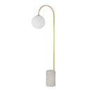 Renwil Merlot 62" Tall Satin Brass Floor Lamp with Globe Glass Shade