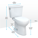 Toto Drake Transitional Two Piece Elongated 1.28 GPF Tornado Flush Toilet with Cefiontect and Softclose Seat - Washlet+ Ready
