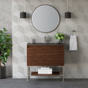 Mid-Century Walnut / Brushed Nickel / Charcoal Black - 1 Faucet Hole