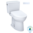 Toto Drake Washlet+ Two Piece Elongated 1.28 GPF Universal Height Tornado Flush Toilet and S7A Contemporary Bidet Seat with Auto Flush - 10" Rough In