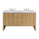 Light Natural Oak / Carrara White - 3 Faucet Holes