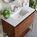 Mid-Century Walnut / Brushed Nickel / Glossy White - 1 Faucet Hole