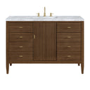 Mid-Century Walnut / Carrara White - 3 Faucet Holes