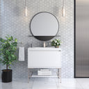 Glossy White / Brushed Nickel / Glossy White - 1 Faucet Hole