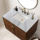 Mid-Century Walnut / Carrara White - 3 Faucet Holes