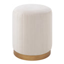 Renwil Baylor Indoor Poly-Velvet Ottoman - Off-White