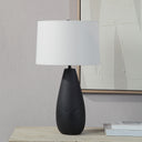 Renwil Tala 30" Tall Powder Coated Matte Black Iron Table Lamp with Tapered Linen Shade