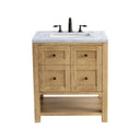 Light Natural Oak / Carrara White - 3 Faucet Holes