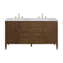 Mid-Century Walnut / Carrara White - 3 Faucet Holes