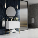 Glossy White / Champagne Brass / Glossy White - 1 Faucet Hole