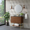 Mid-Century Walnut / Champagne Brass / Charcoal Black - 1 Faucet Hole