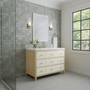 Sunwashed Oak with Embossed Shagreen Drawer Fronts / White Zeus - 3 Faucet Holes
