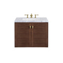 Mid-Century Walnut / Carrara White - 3 Faucet Holes
