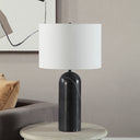 Renwil Tyne 25" Tall Powder Coated Matte Black Iron Table Lamp with Drum Linen Shade
