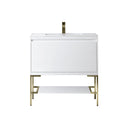Glossy White / Champagne Brass / Glossy White - 1 Faucet Hole