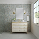 Sunwashed Oak with Embossed Shagreen Drawer Fronts / White Zeus - 3 Faucet Holes
