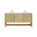 Sunwashed Oak / Carrara White - 3 Faucet Holes