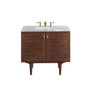 Mid-Century Walnut / Carrara White - 3 Faucet Holes