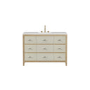 Sunwashed Oak with Embossed Shagreen Drawer Fronts / White Zeus - 3 Faucet Holes