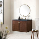 Mid-Century Walnut / Charcoal Soapstone - 3 Faucet Holes