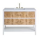 Polished White and Light Mappa Burl / White Zeus - 3 Faucet Holes