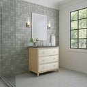 Sunwashed Oak with Embossed Shagreen Drawer Fronts / Parisien Bleu - 3 Faucet Holes