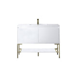 Champagne Brass / Glossy White - 1 Faucet Hole