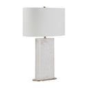 Renwil Irisa 27" Tall Plated Antique Brushed Brass Iron Table Lamp with Drum Linen Shade