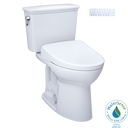 Toto Drake Transitional Washlet+ Two Piece Elongated 1.28 GPF Universal Height Tornado Flush Toilet and S7A Contemporary Bidet Seat with Auto Flush